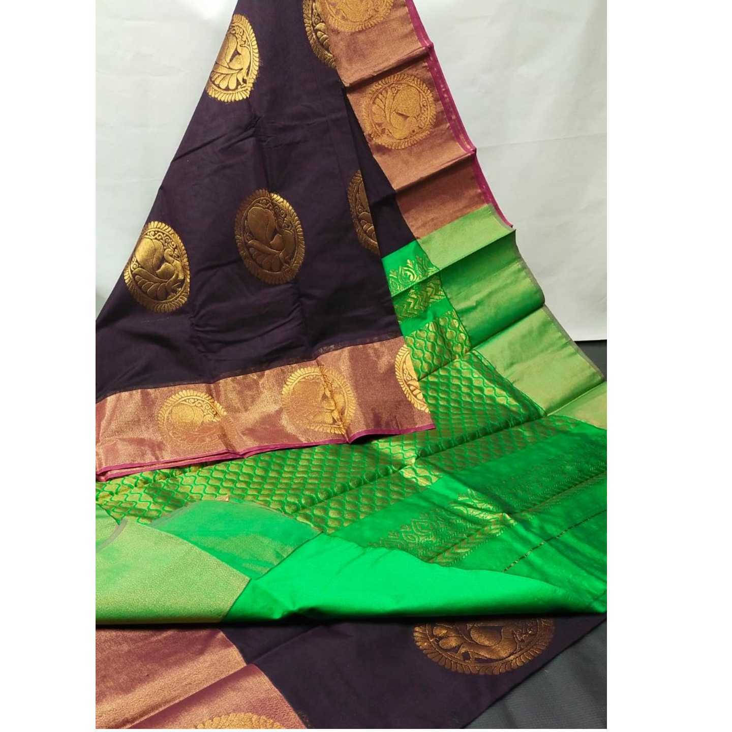 Venkateshwara textiles silk sarees Black and Green Colour