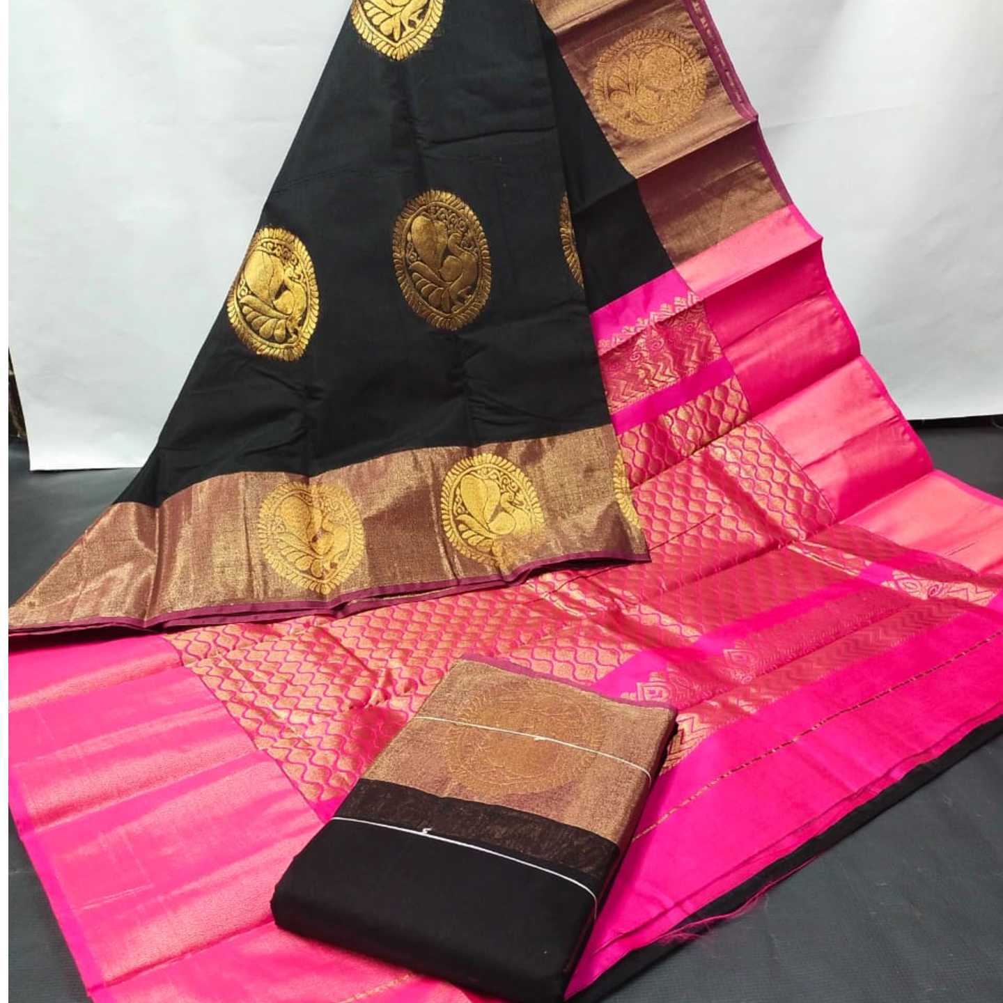 Shri Venkateshwara textiles silk sarees Black and rose colour