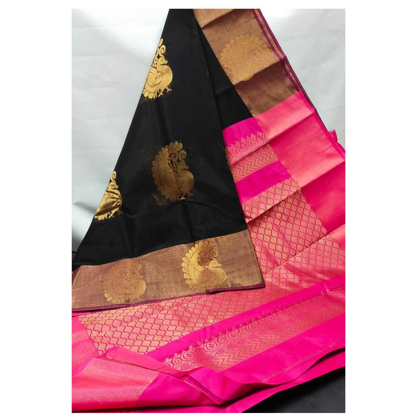 Venkateshwara textiles silk sarees Black and rose colour