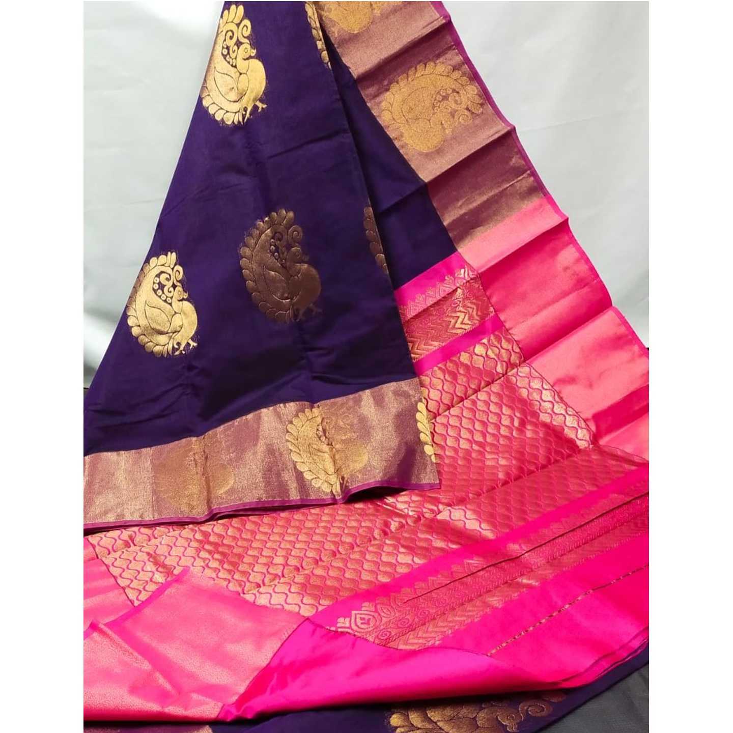 Venkateshwara textiles silk sarees Violet and rose colour