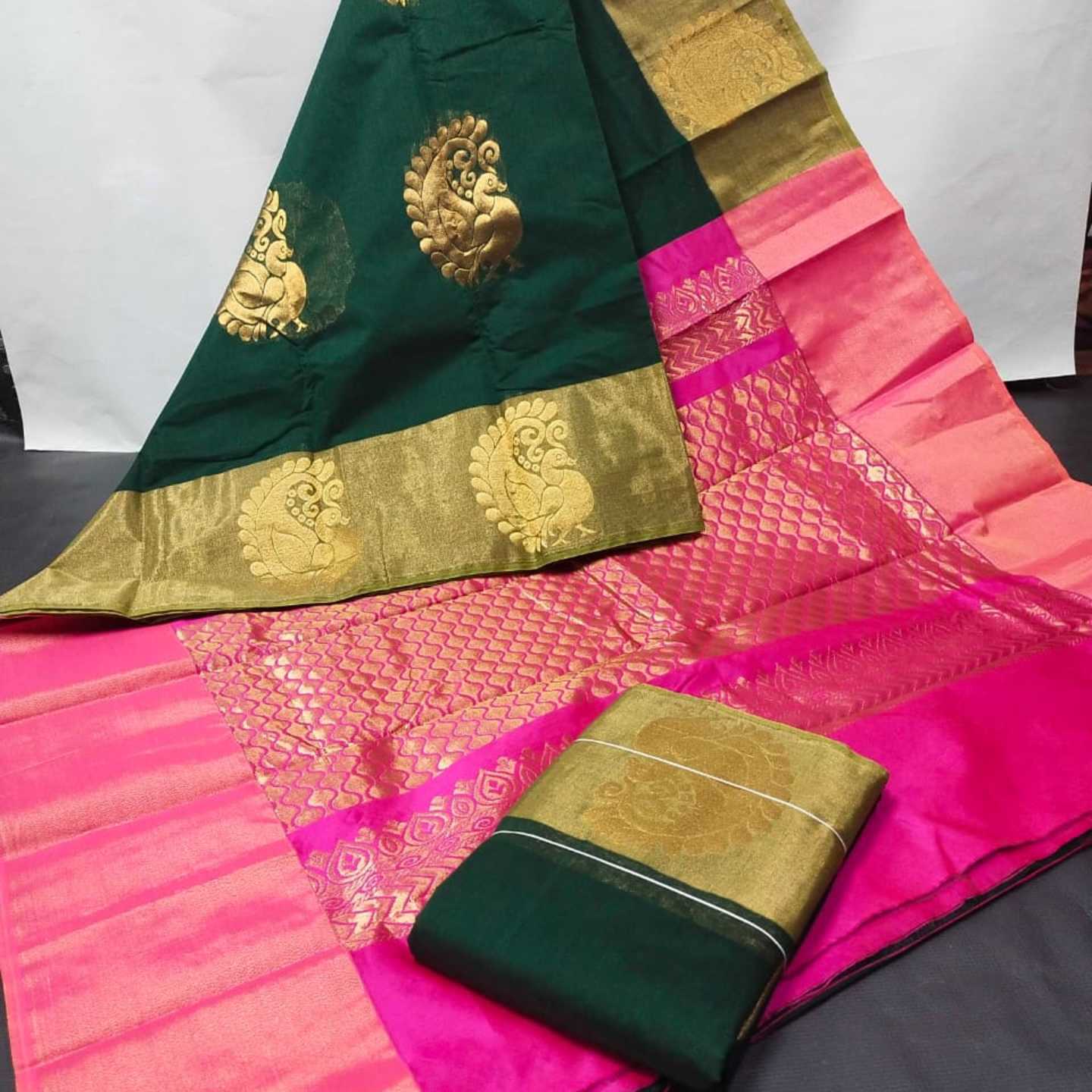 Shri Venkateshwara textiles silk sarees Green and rose colour