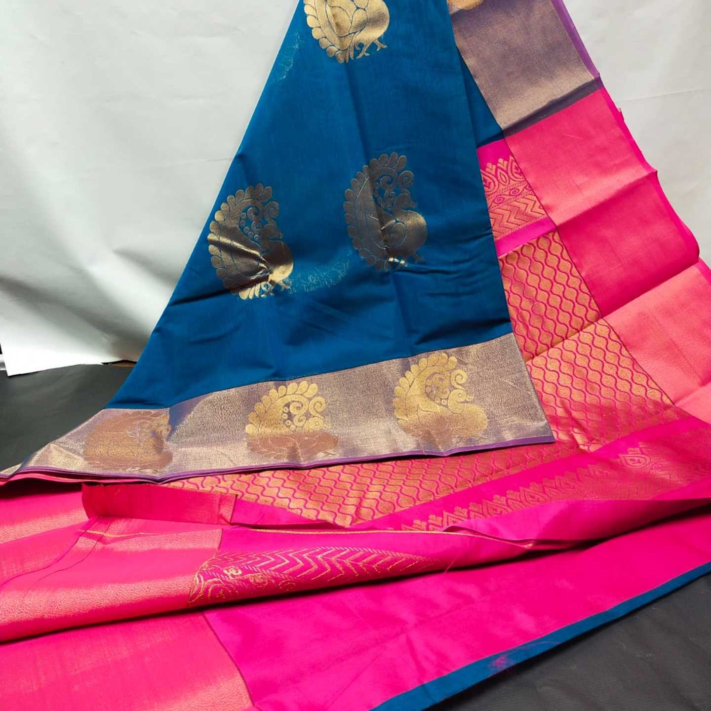 Shri Venkateshwara textiles silk sarees Blue and rose colour