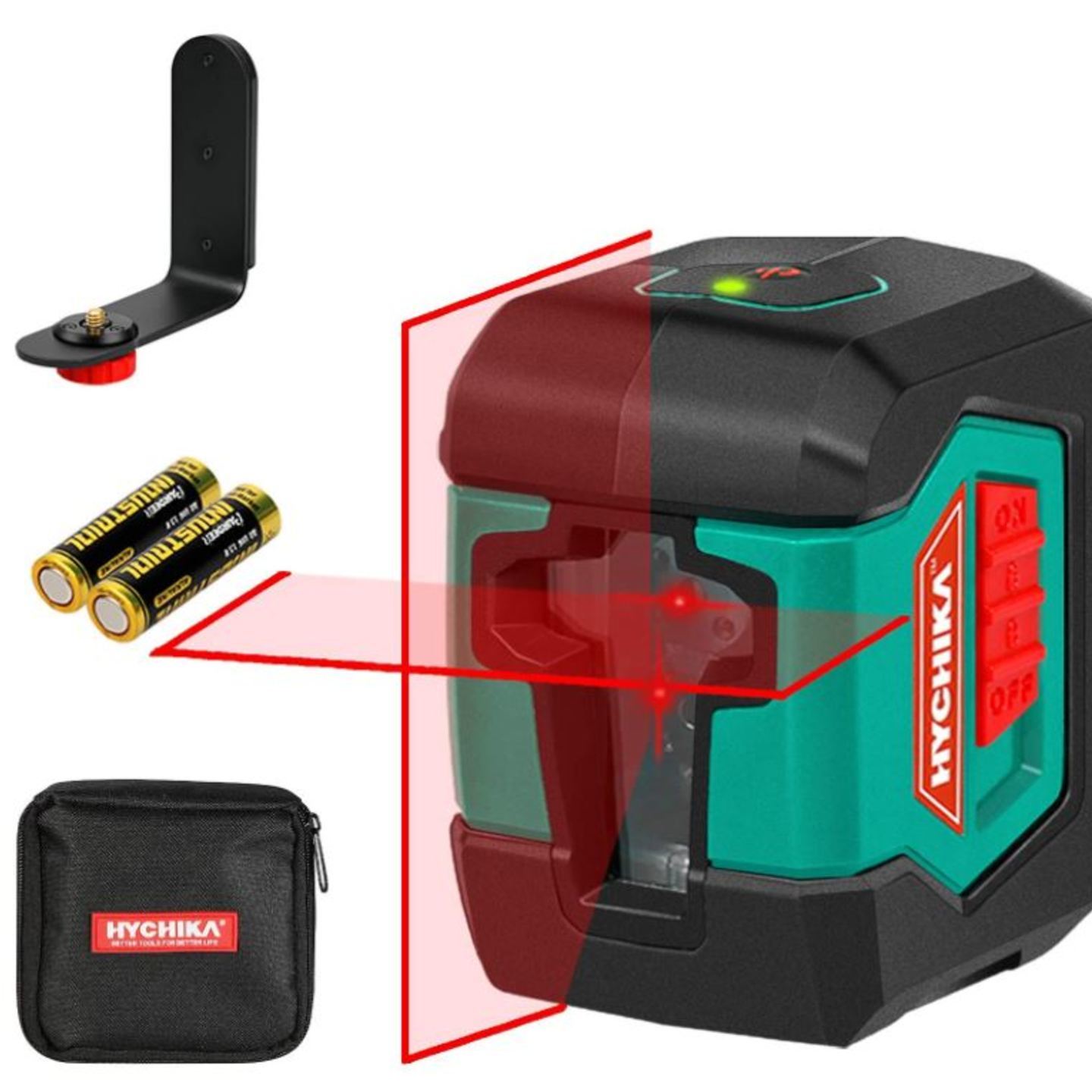 Laser Level, HYCHIKA 50 Feet Cross Line Laser with Dual Modules, Switchable Self-Leveling Vertical and Horizontal Line Construction Picture Hanging，Carrying Pouch