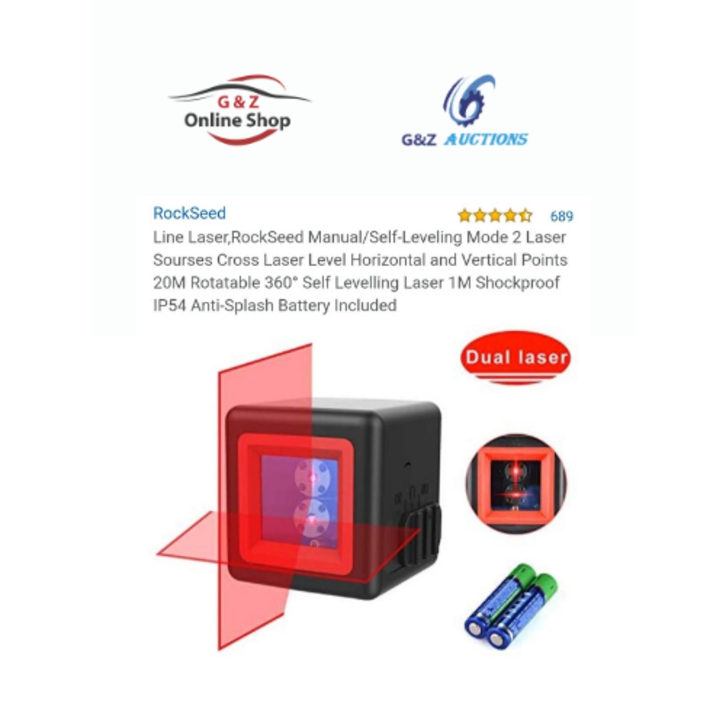 Line Laser,RockSeed ManualSelf-Leveling Mode 2 Laser Sourses Cross Laser Level Horizontal and Vertical