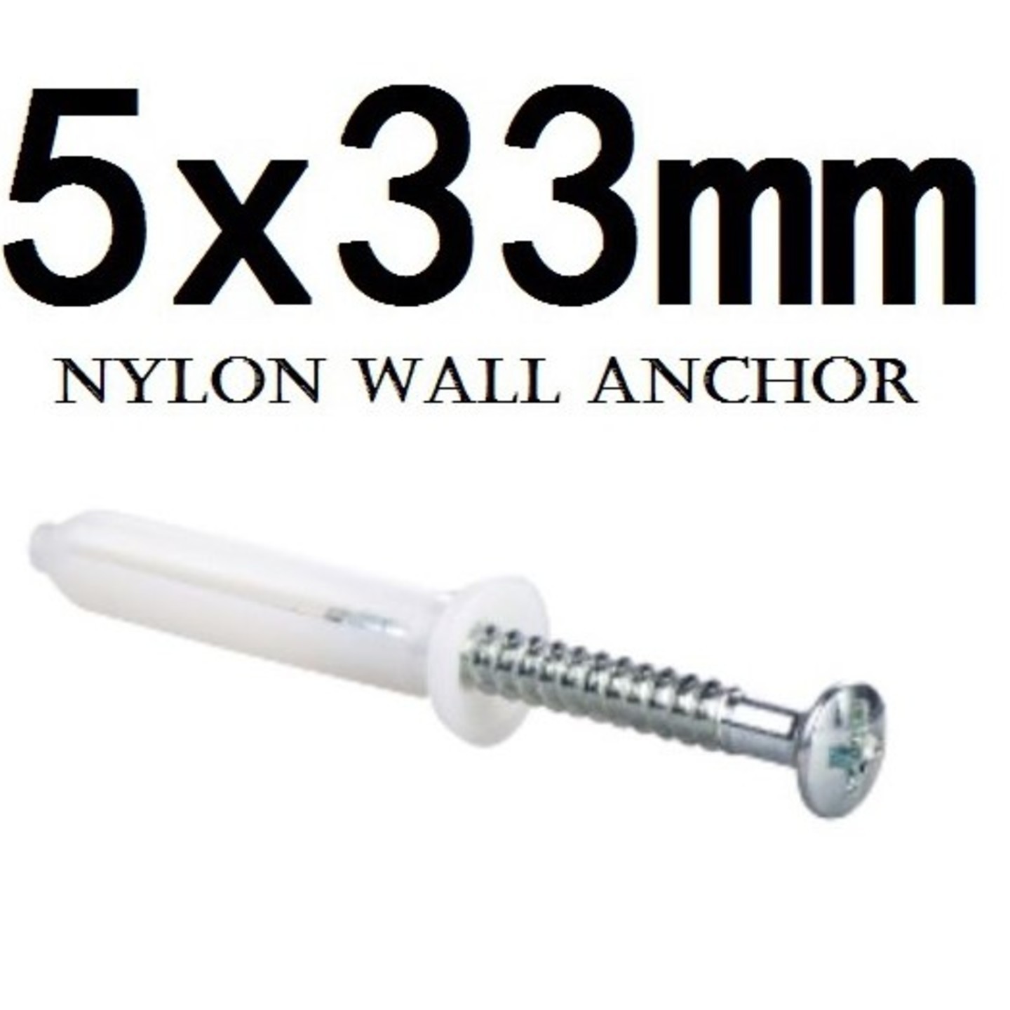 Nylon Plug Wall Anchor | Sizes : 5 x 33mm