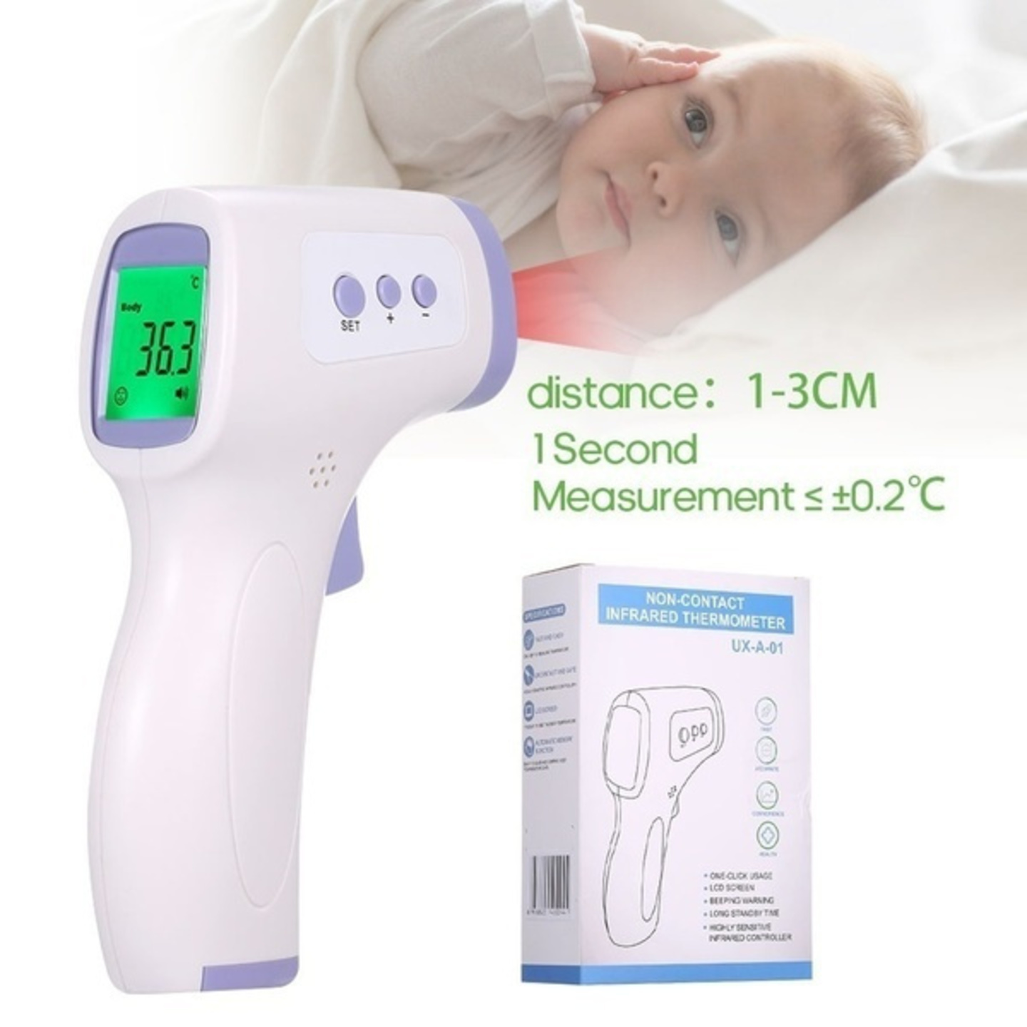 2021 Lcd Display Forehead Thermometer Tool Non-contact Infrared Temperature Gun for Adults and Kids