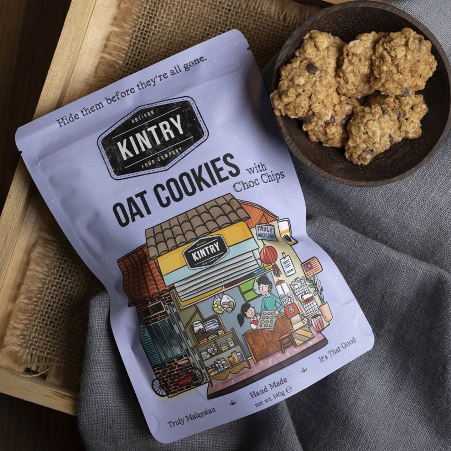 KINTRY Oat Cookies with Chocolate Chips 140g Halal