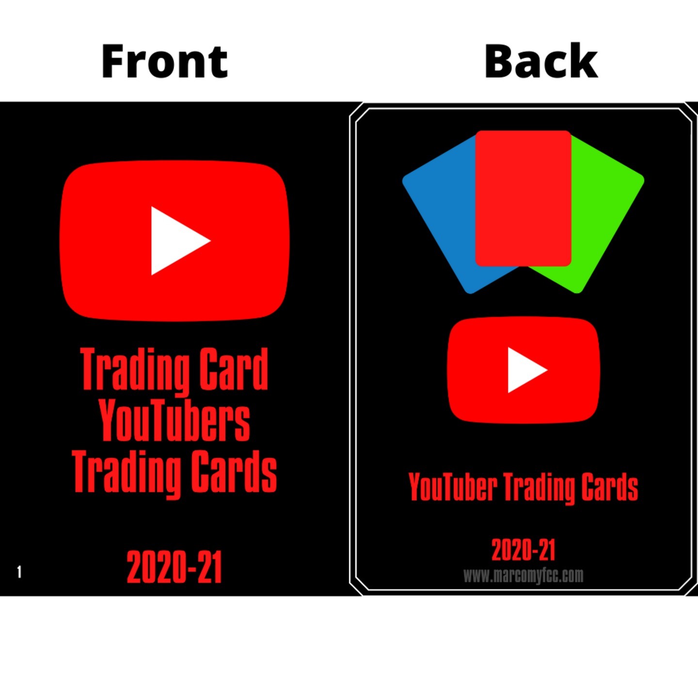 TRADING CARD YOUTUBERS TRADING CARD