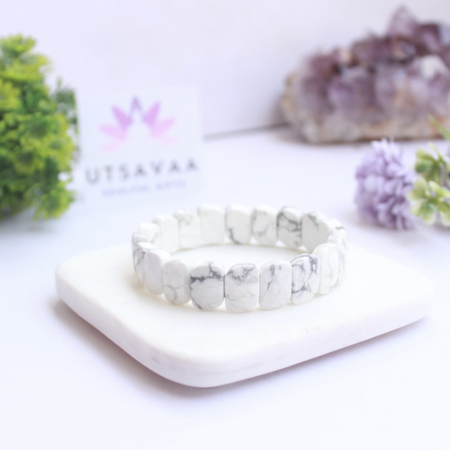 Stress Relief and Protection - Howlite Crystal Bracelet Utsavaa