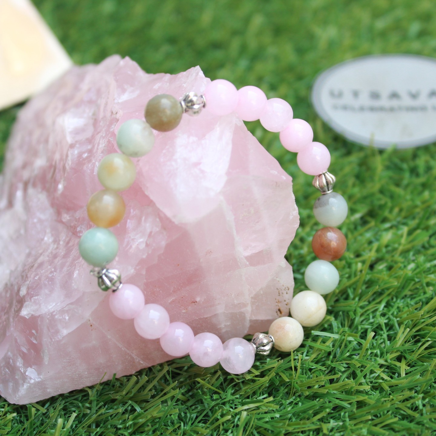 For Love and Harmony - Rose Quartz Amazonite Bracelet UTSAVAA