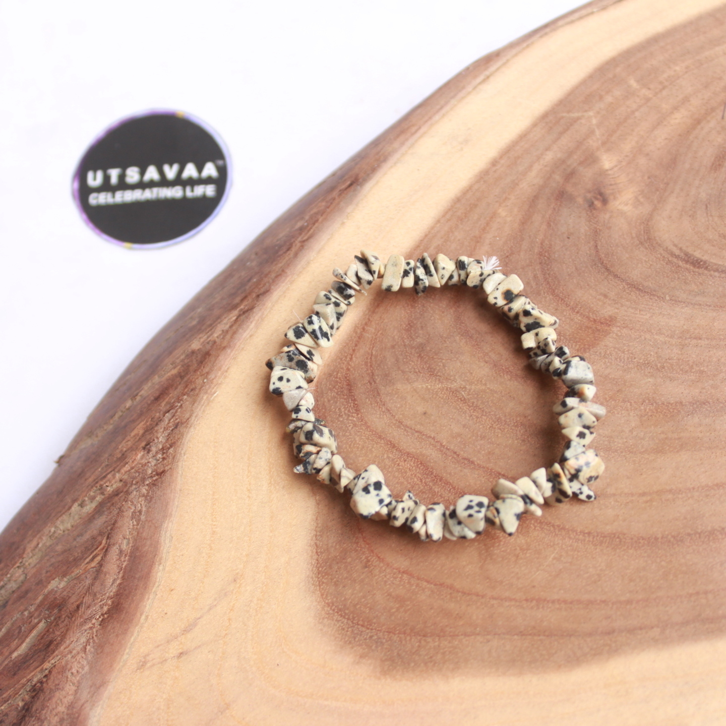 Dalmatian Jasper Crystal Chip Bracelet