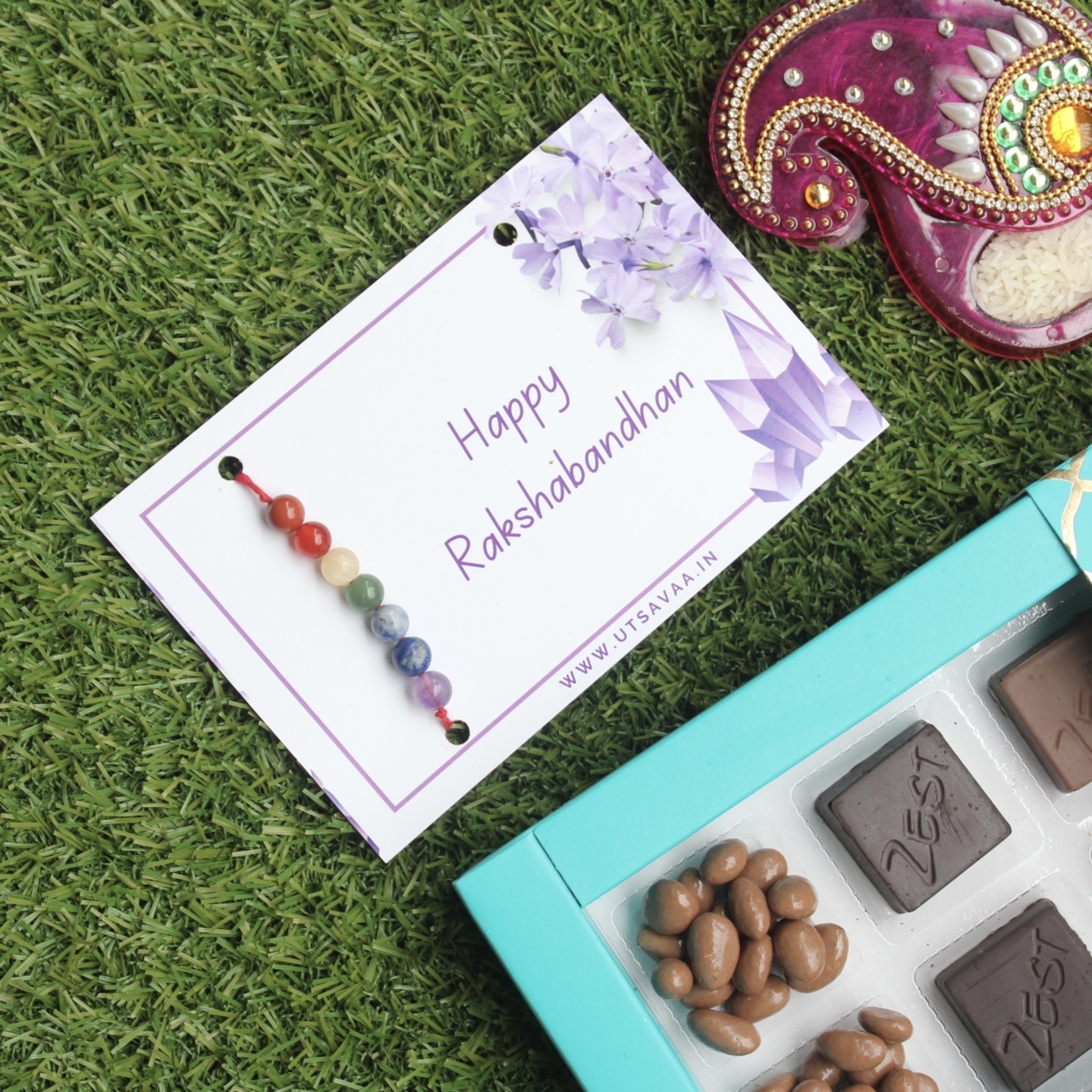 Crystal Rakhi Chocolates Gift Set Rakshabandhan Utsavaa