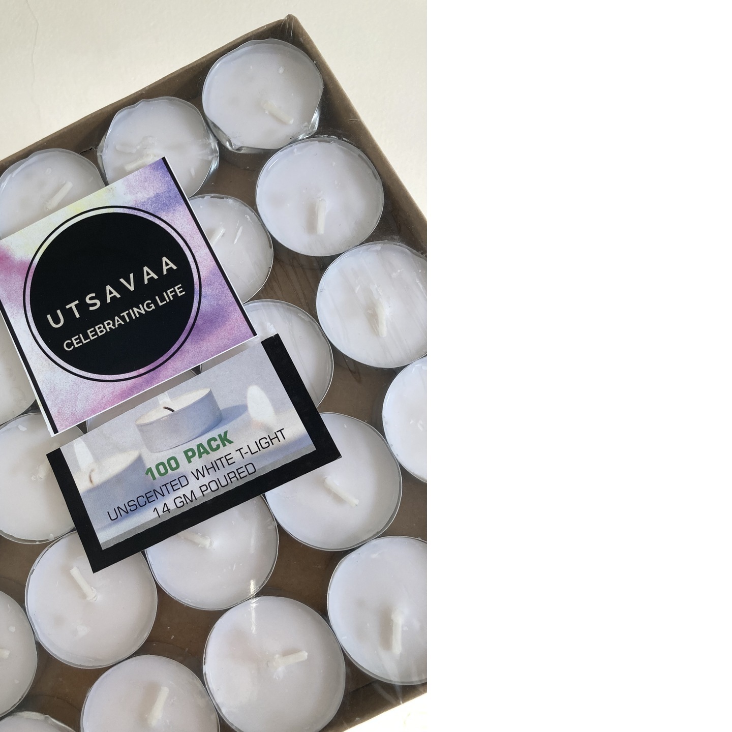 U T S A V A A - Unscented Tealight Candle - 100pc , 14g each