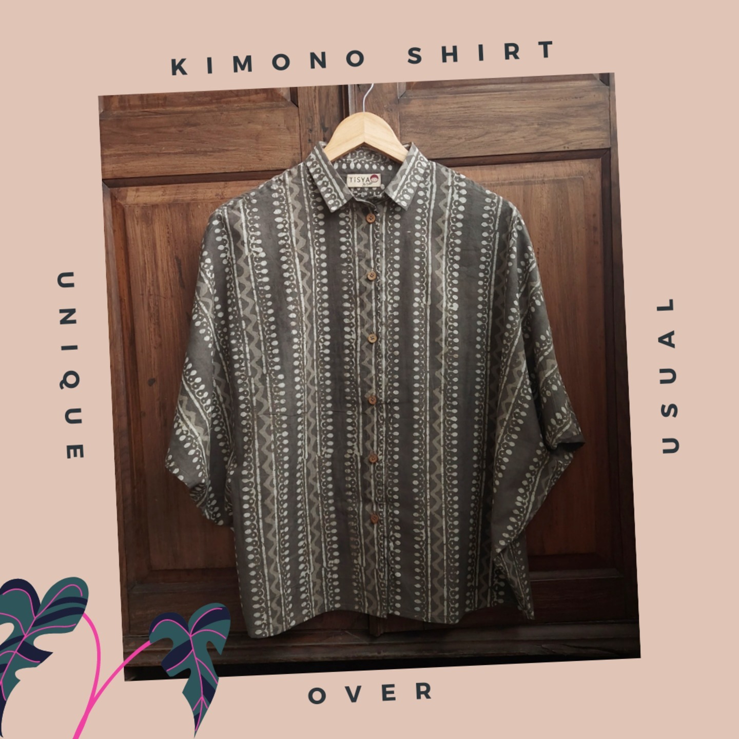 Hand Block Printed Kashish Kimono Sleeve Women's Shirts - Size M/L