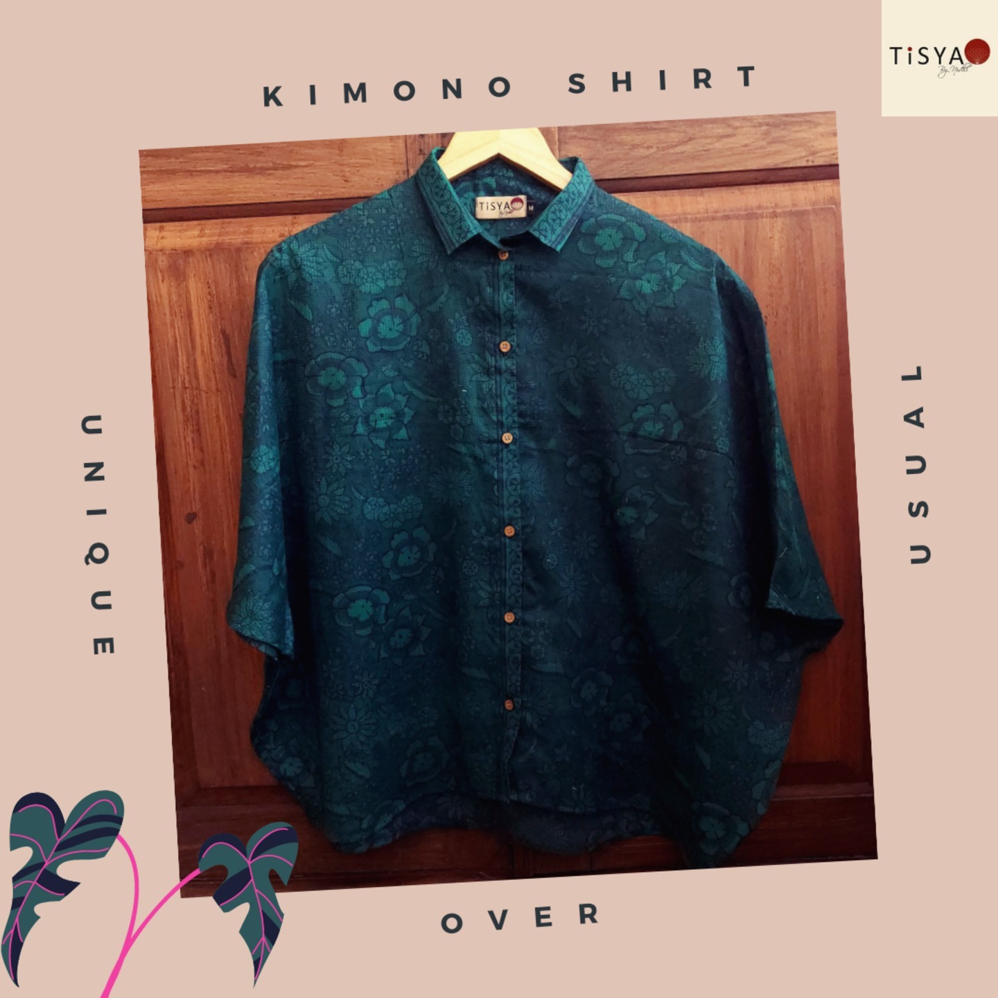 Bottle Green - Purple Kimono Sleeve Anti Fit Womens Shirt - Size ML
