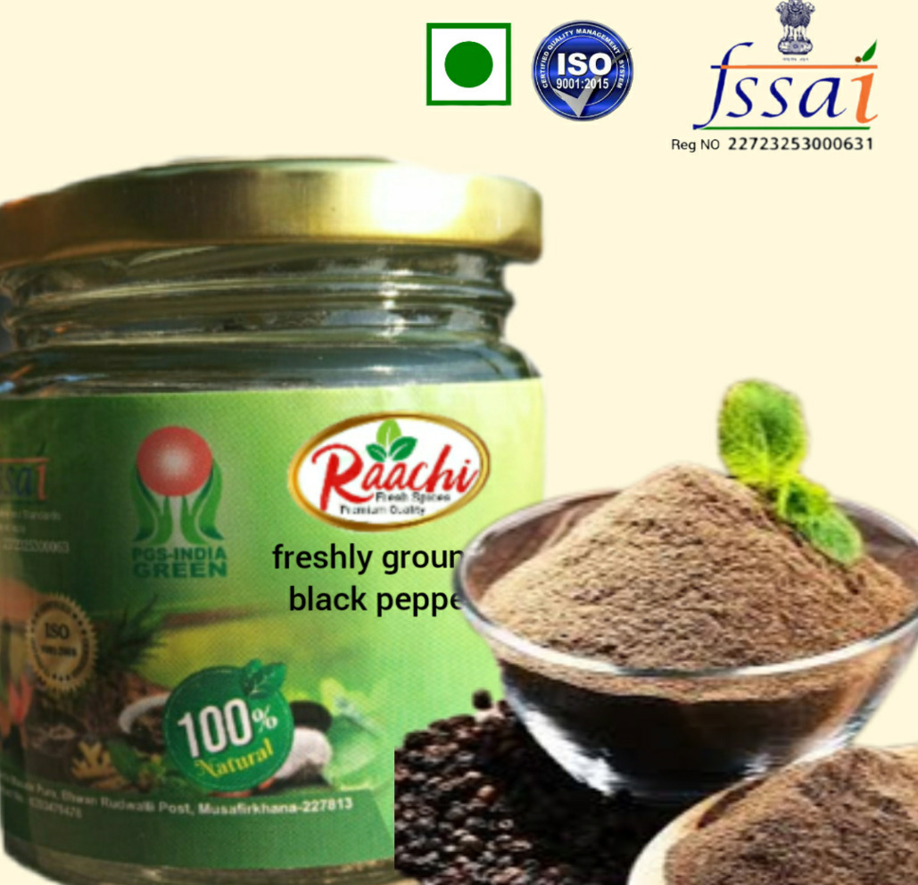Raachi ground black pepper 100gm jaar pack 