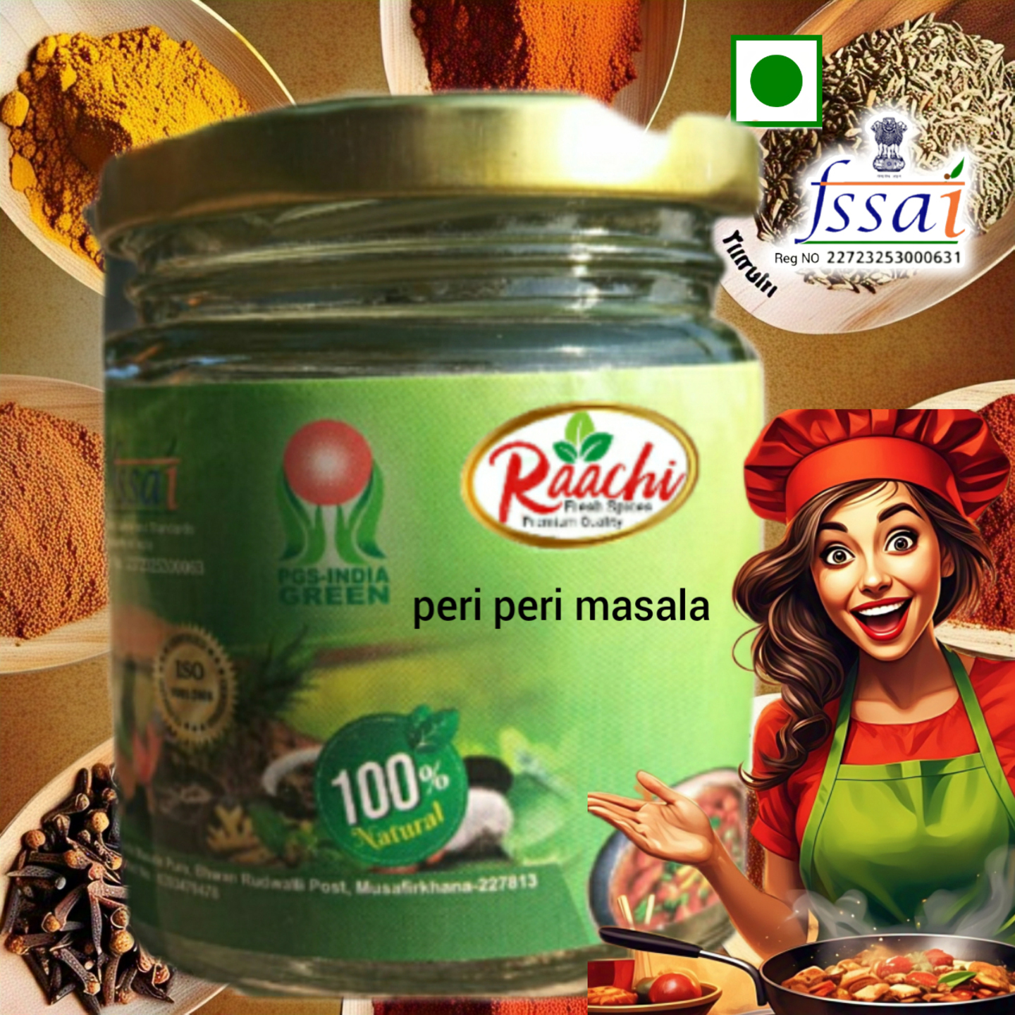 Raachi peri peri masala jar pack 100gm 
