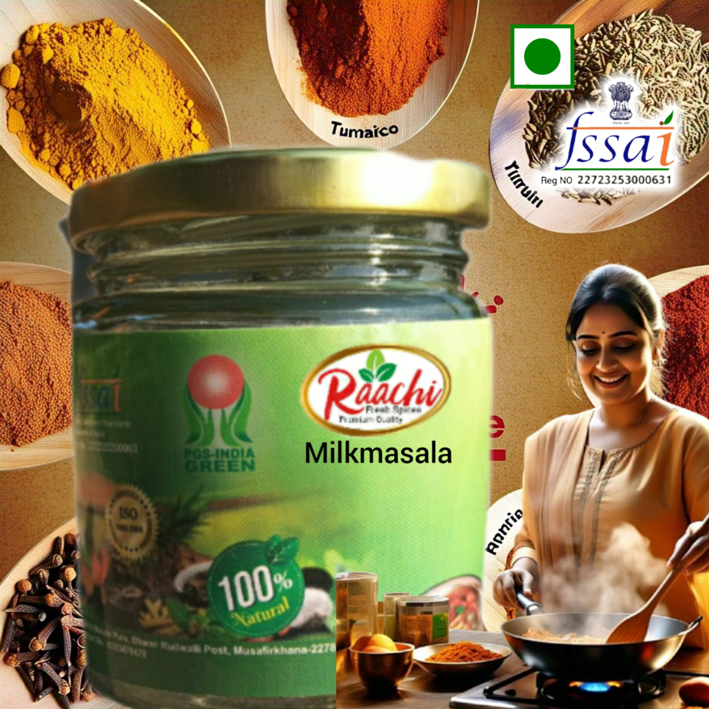 Raachi Milk Masala 100gm  jar pack 