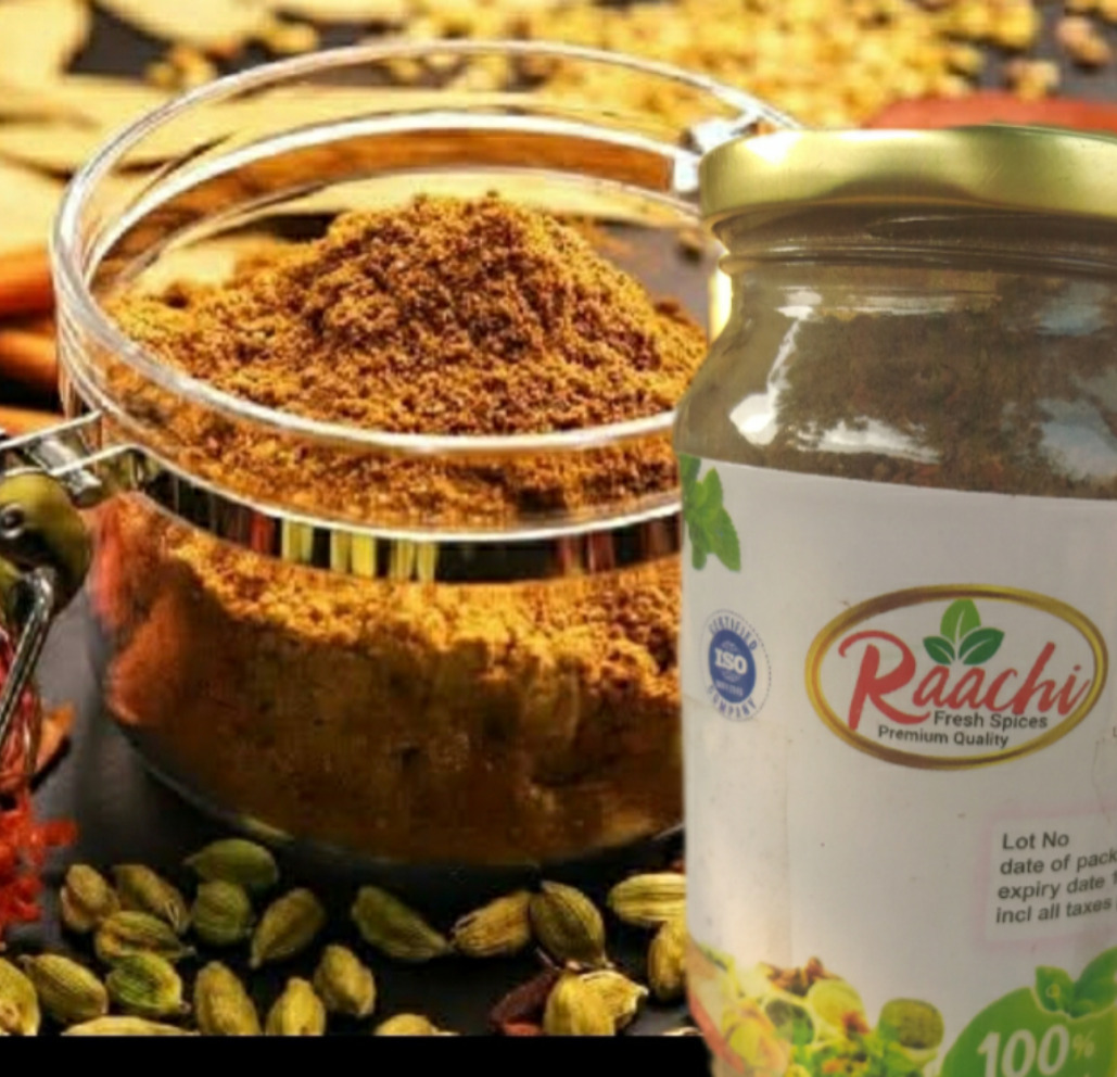 Glass jar packing Organic Garam Masala 200 gms