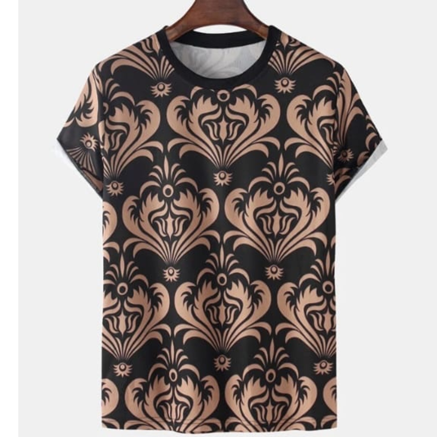 Divine Creation Crepe Black Printed T-shirt For Men