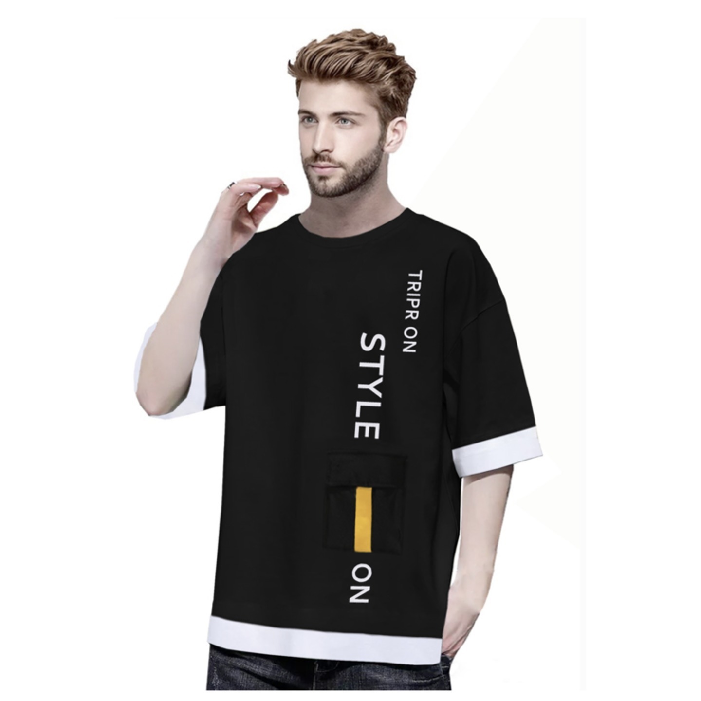 TRIPR Multicolor Round Neck Printed T Shirt For Men