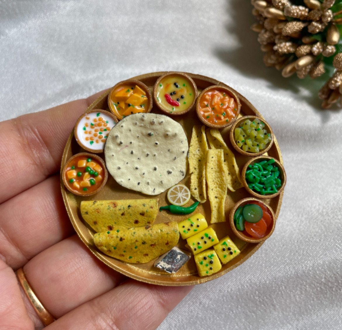 Miniature Gujarati Thali Fridge Magnet
