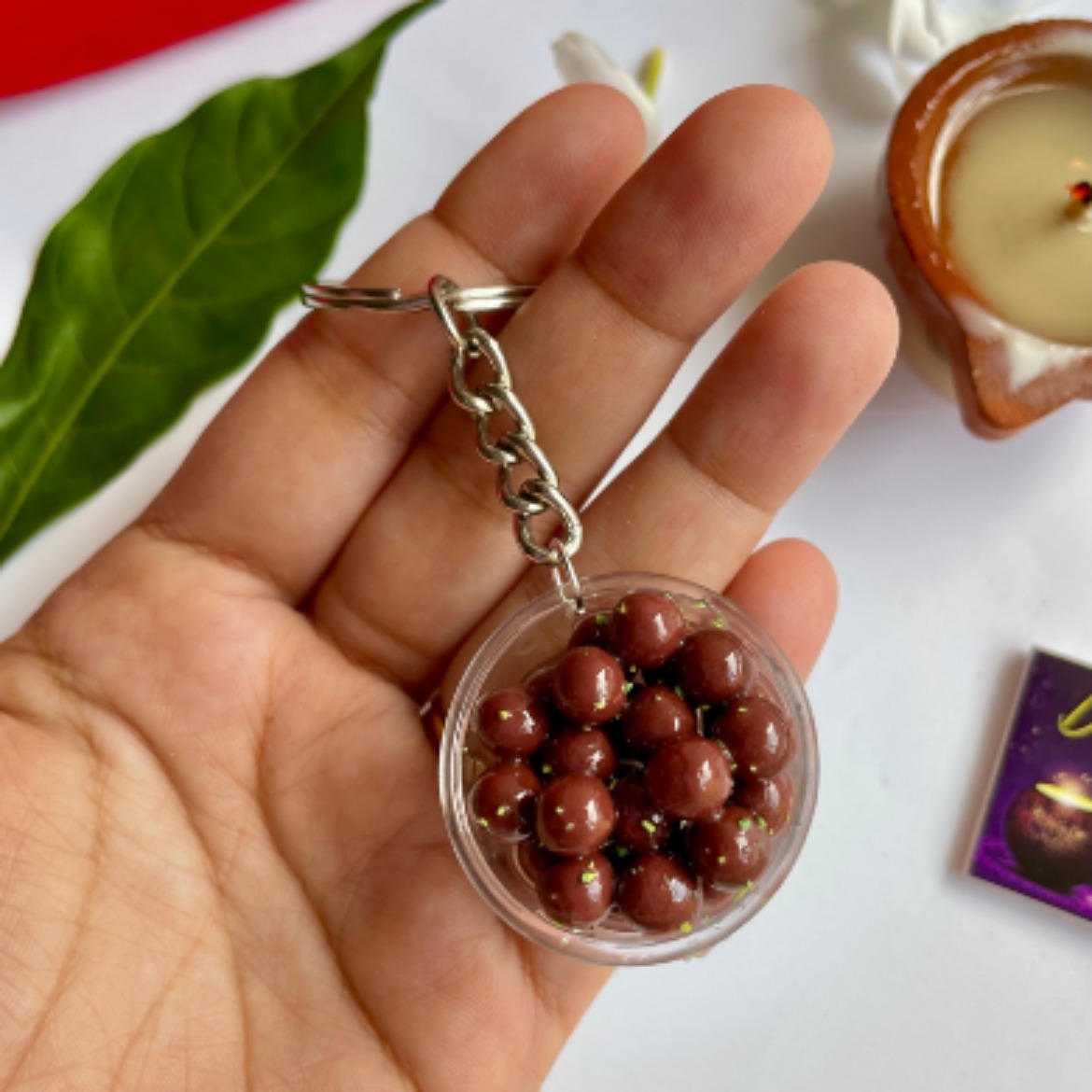 Miniature Gulab Jamun Keychain
