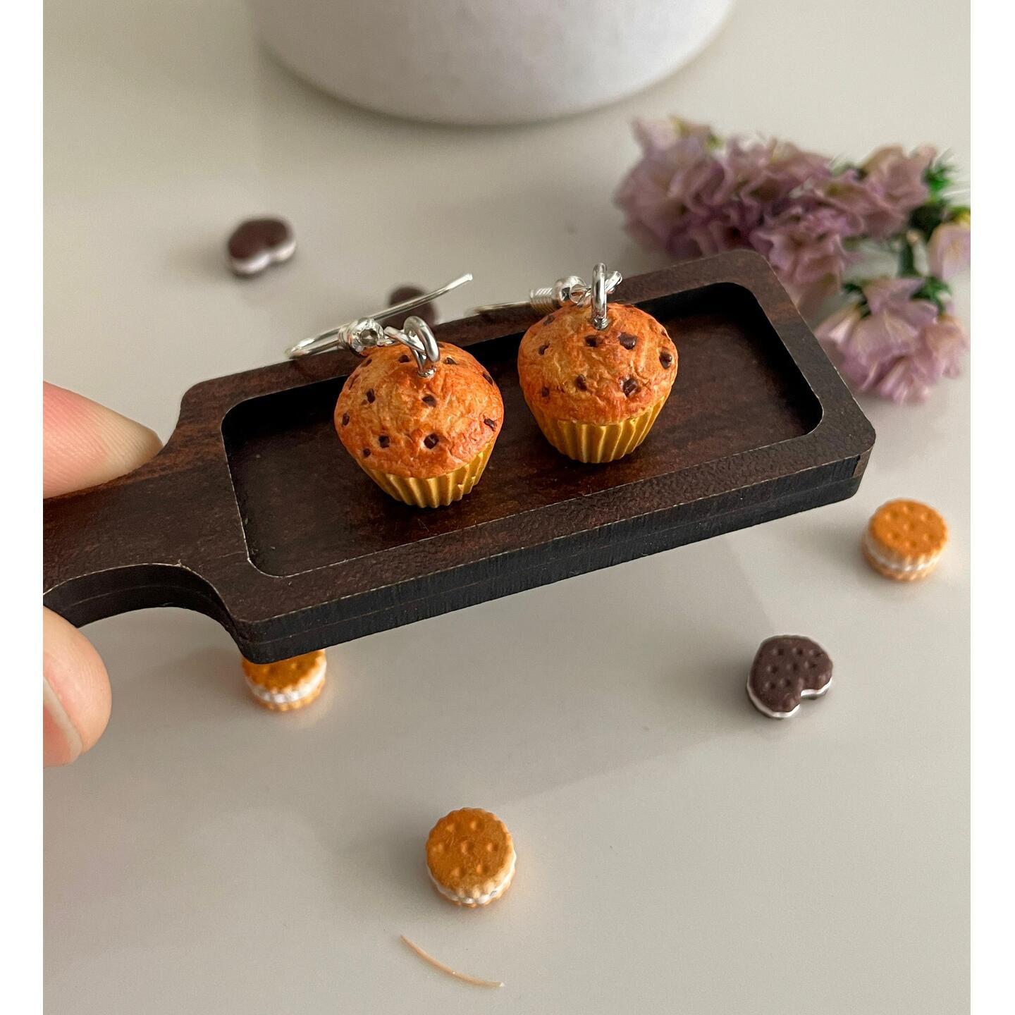 Miniature Choco Chips Cupcake Earrings