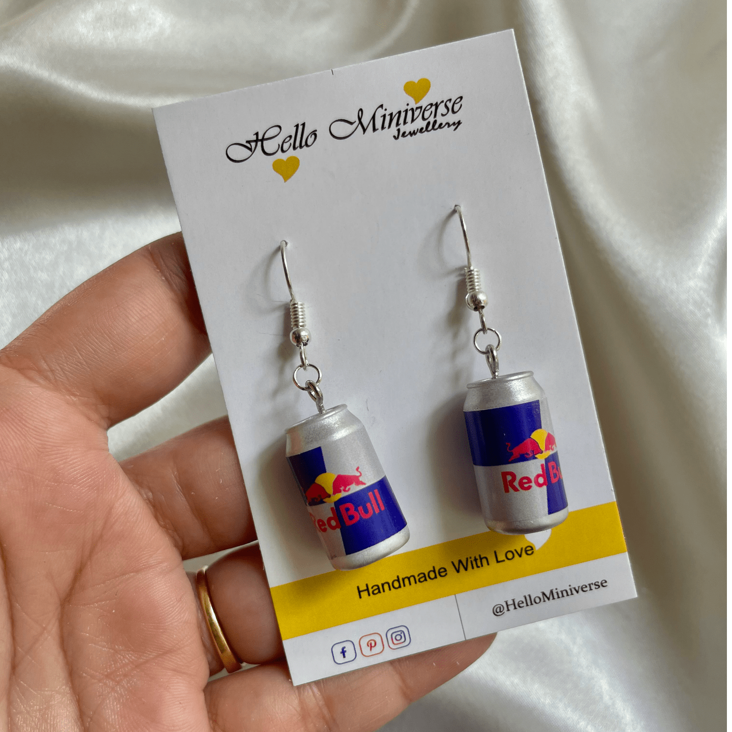Miniature Red Bull Can Earrings 