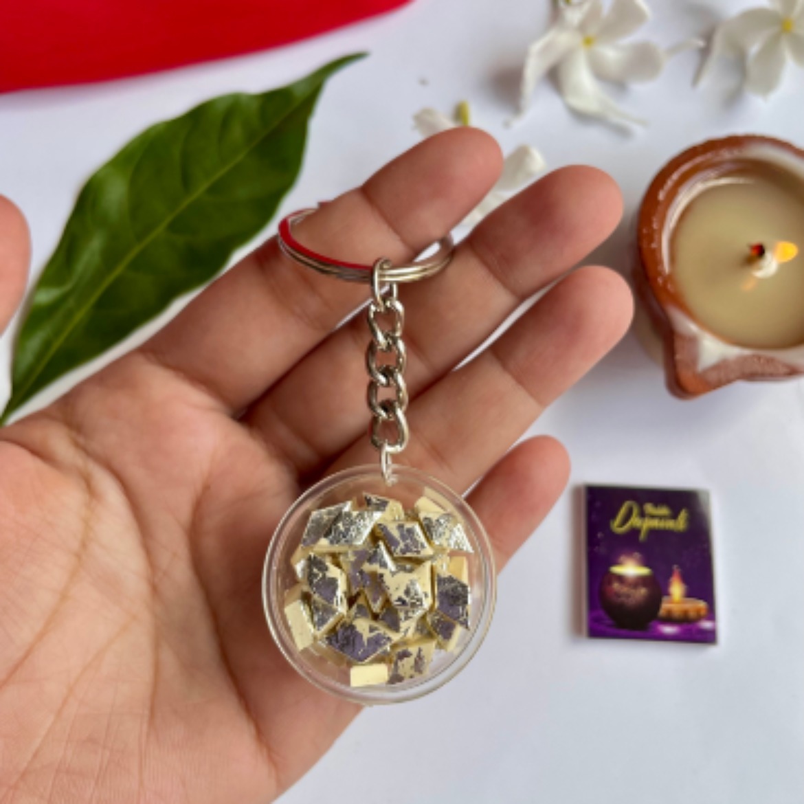 Miniature Kaju katli Keychain