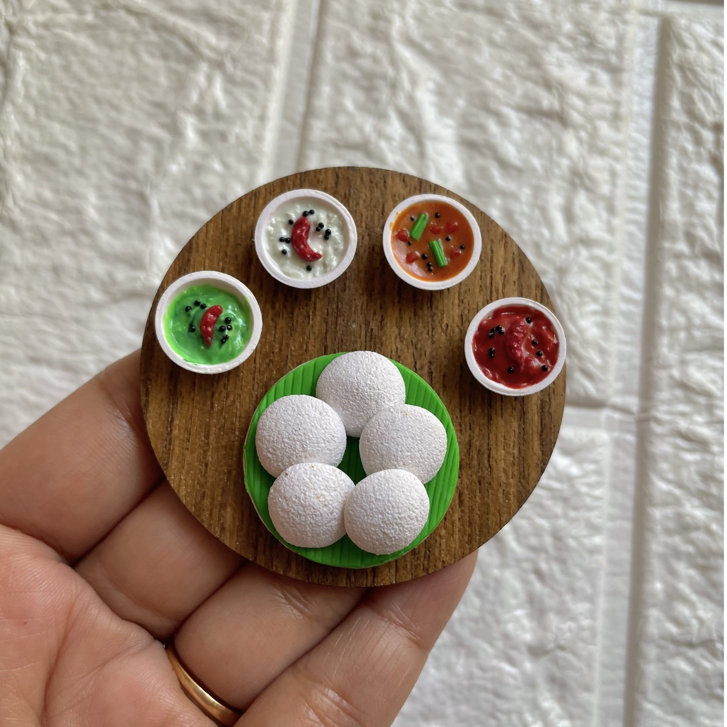 Miniature Fresh Idli With Sambhar Fridge Magnet