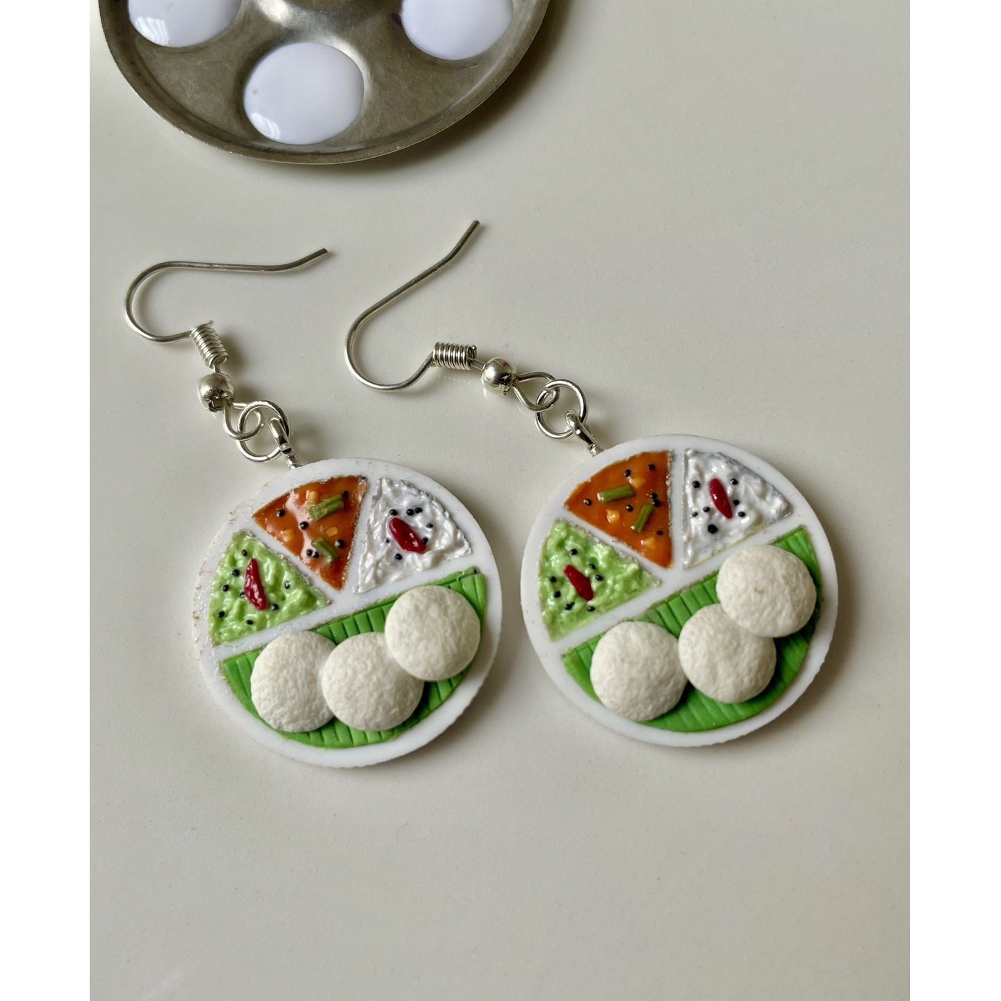Miniature Idli Sambar Earrings