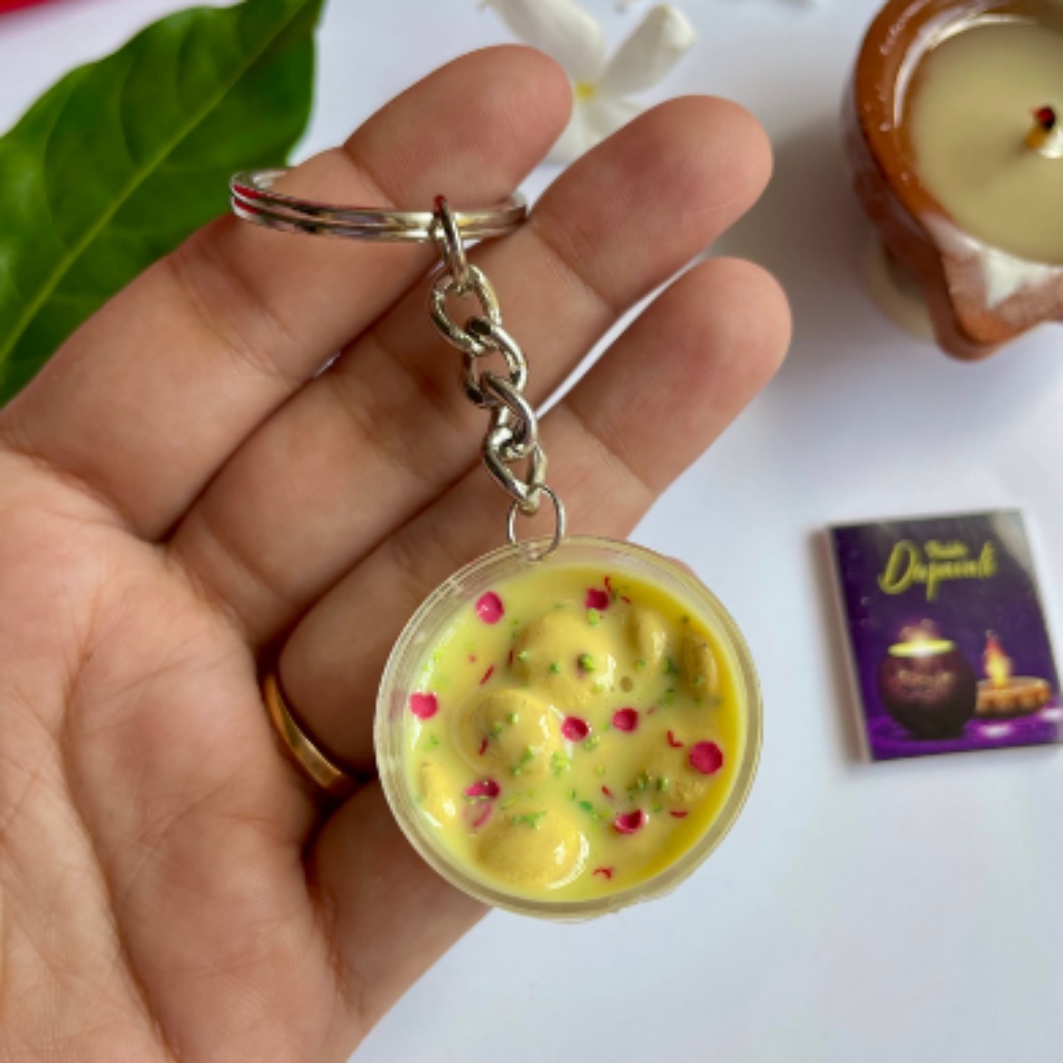 Miniature Rasmalai Keychain