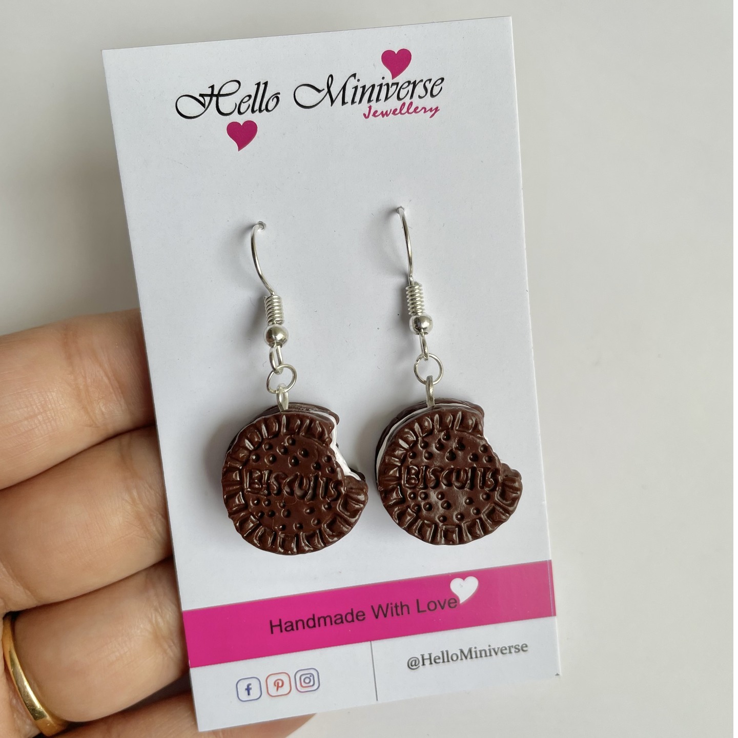 Miniature Chocolate Biscuit Earrings