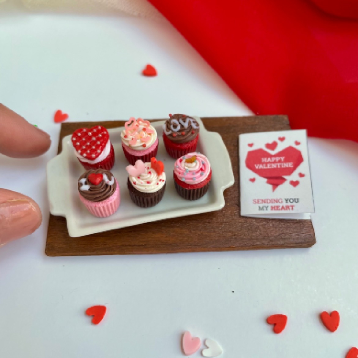 Miniature Valentines Day Cupcakes Fridge Magnet