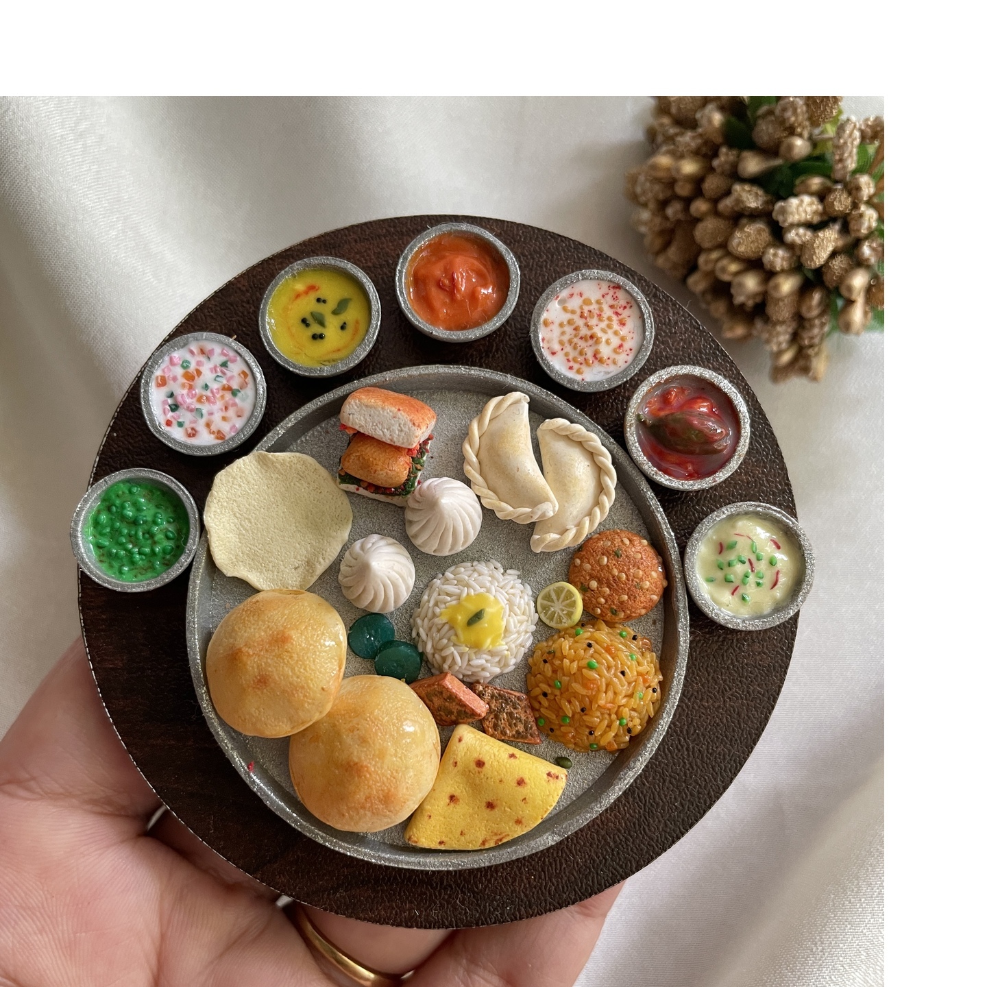 Miniature Maharashtrian Thali Fridge Magnet