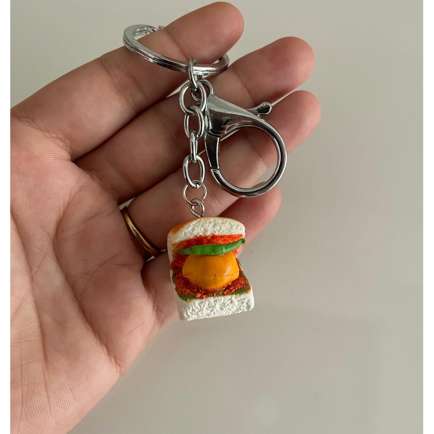 Miniature Vada Pav Keychain