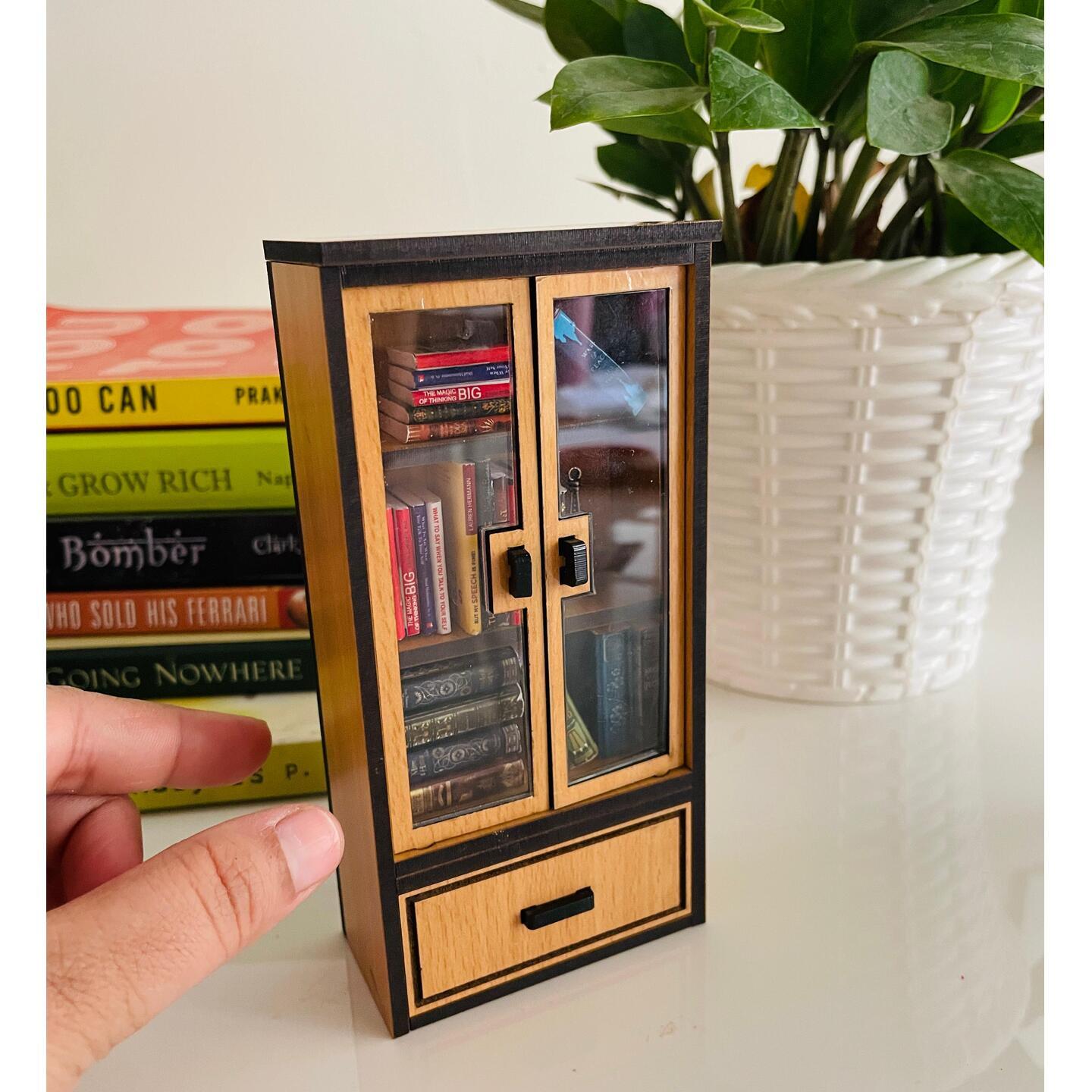 Miniature Intal Beech Wooden Library Bookshelf