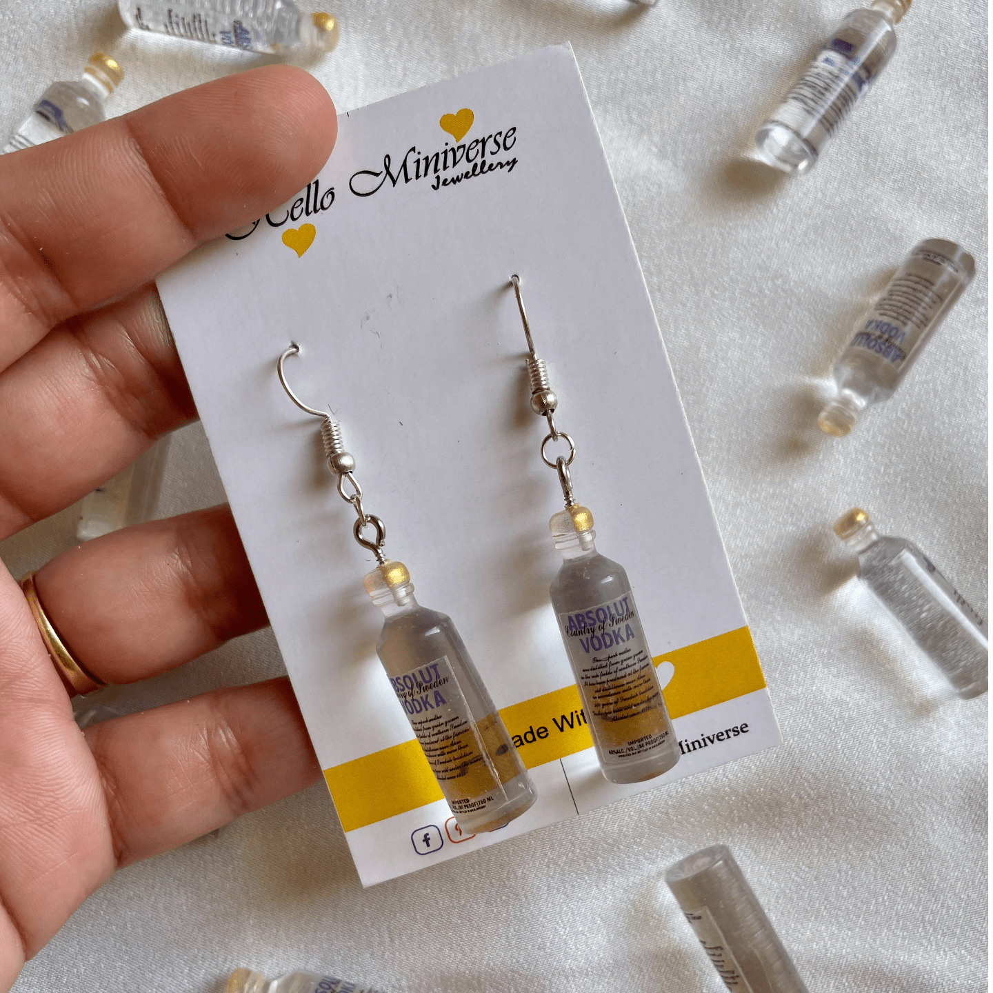 Miniature Absolut Vodka Earrings