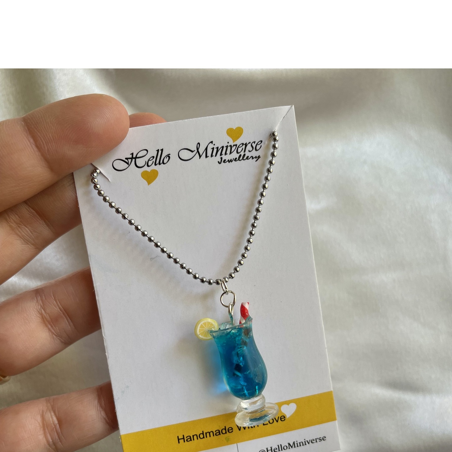 Miniature Blue Lagoon Mocktail Necklace