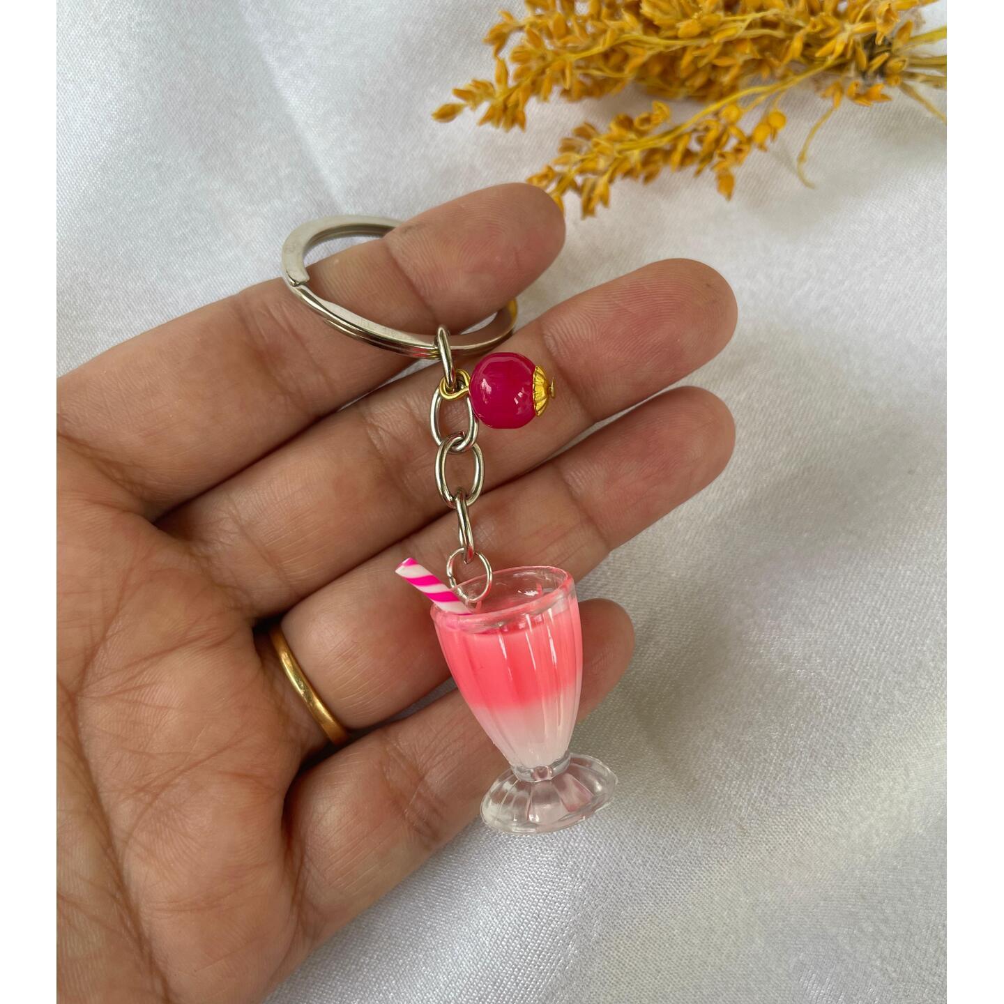 Miniature Strawberry Shake Keychain