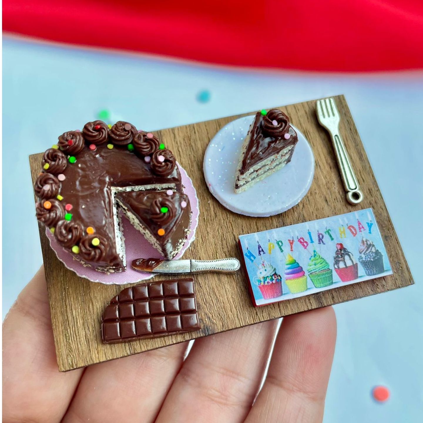 Miniature Chocolate Cake Fridge Magnet