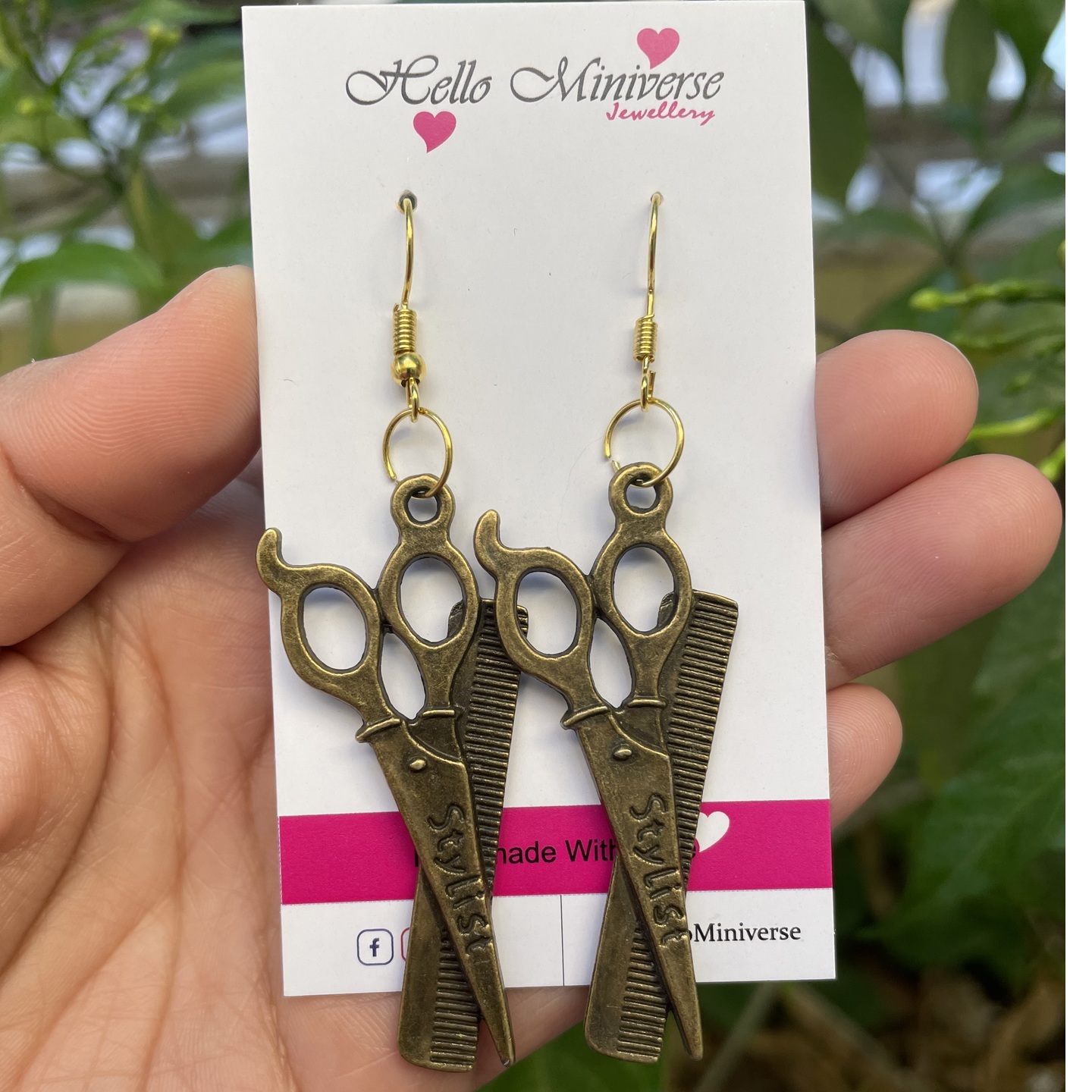 Miniature Scissors Comb Earrings
