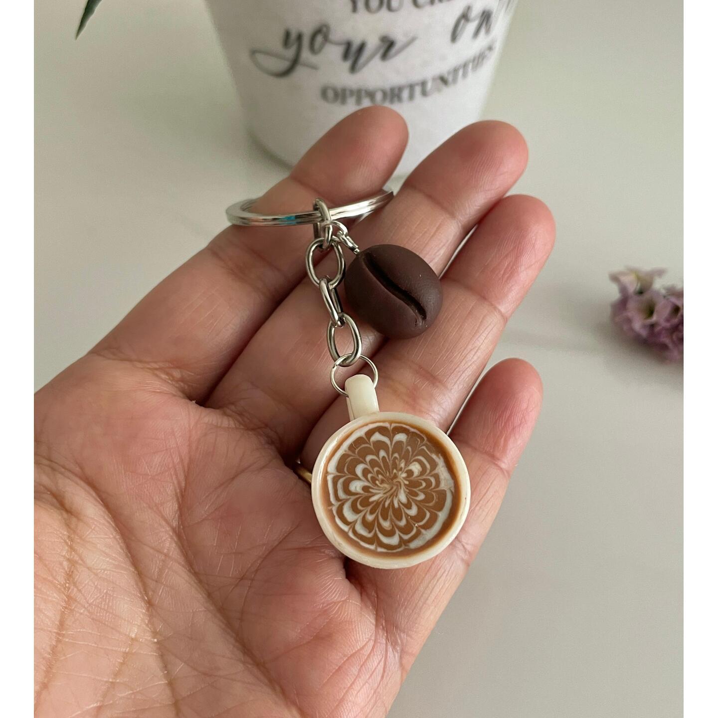 Miniature Hot Coffee With Chocolate Biscuit Keychain