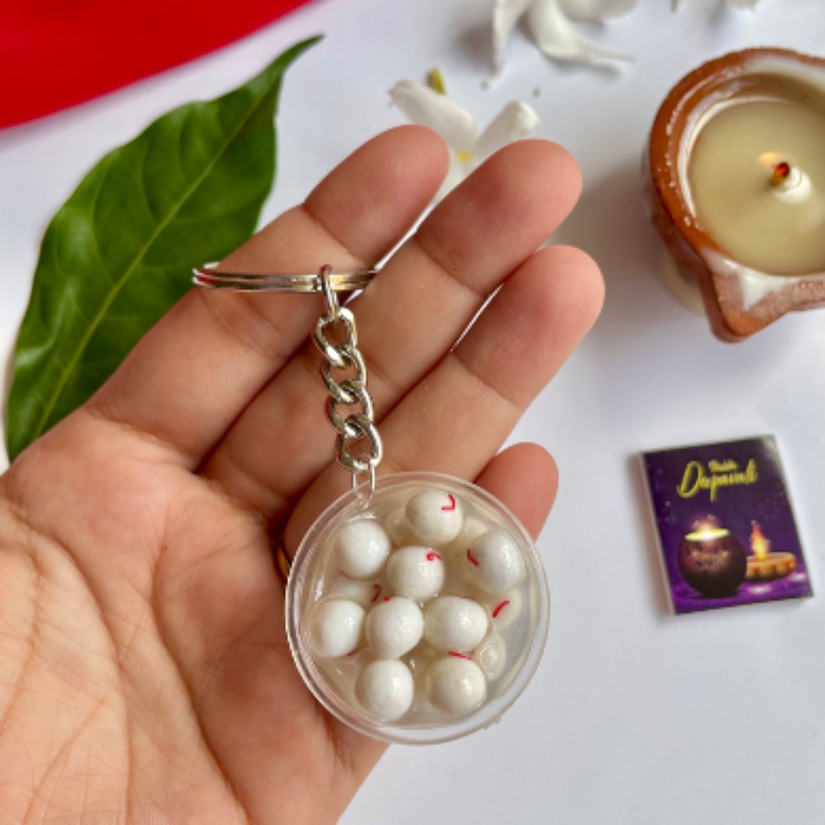 Miniature Rasgulla Keychain