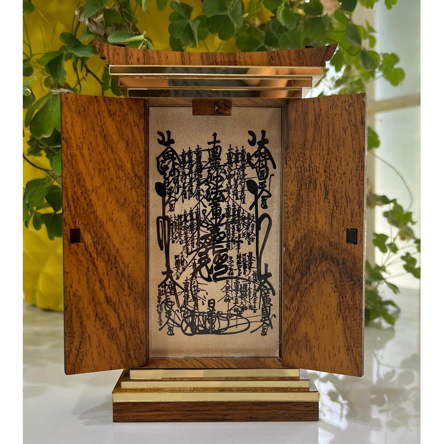 Miniature Natural Teak Buddhist Shrine