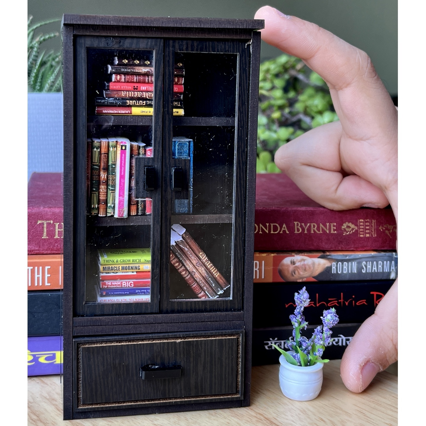 Miniature Wenge Wooden Library Bookshelf