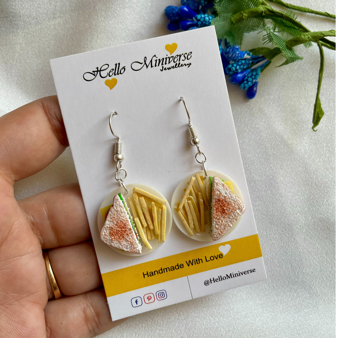 Miniature Sandwich & Fries Earrings