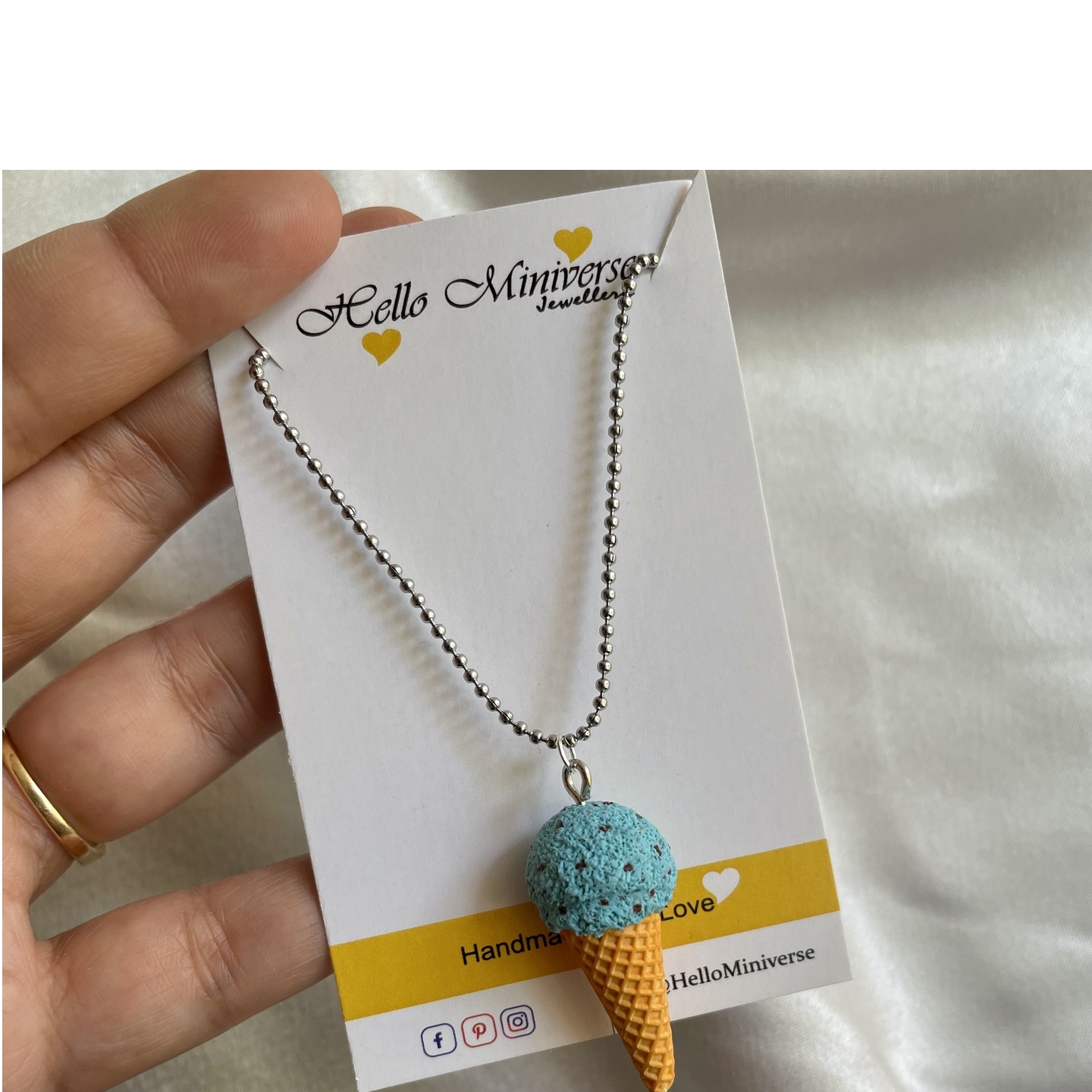 Miniature Mint  Ice Cream Necklace