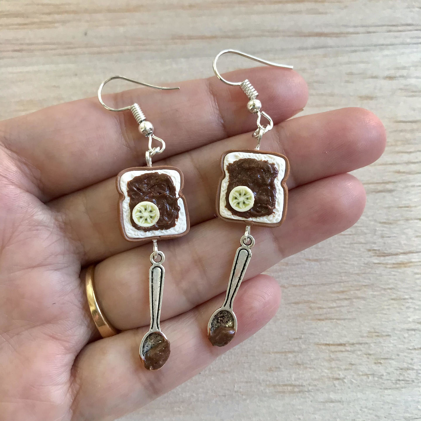 Miniature Nutella Bread with Banana Earrings